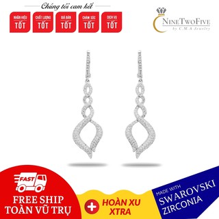 Bông tai bạc phủ rhodium đính đá cz - bông tai hoop victoria - e-hb2009