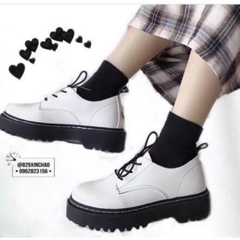 sẵn,Giày trắng oxford😅 giày đen dr martens 😘 Giày alley oxfords ↘️  thấp cổ (ảnh thật sau)