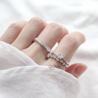 Nhẫn Shining Star, nhẫn bạc nữ ngôi sao đính đá freesize Quinn Jewelry