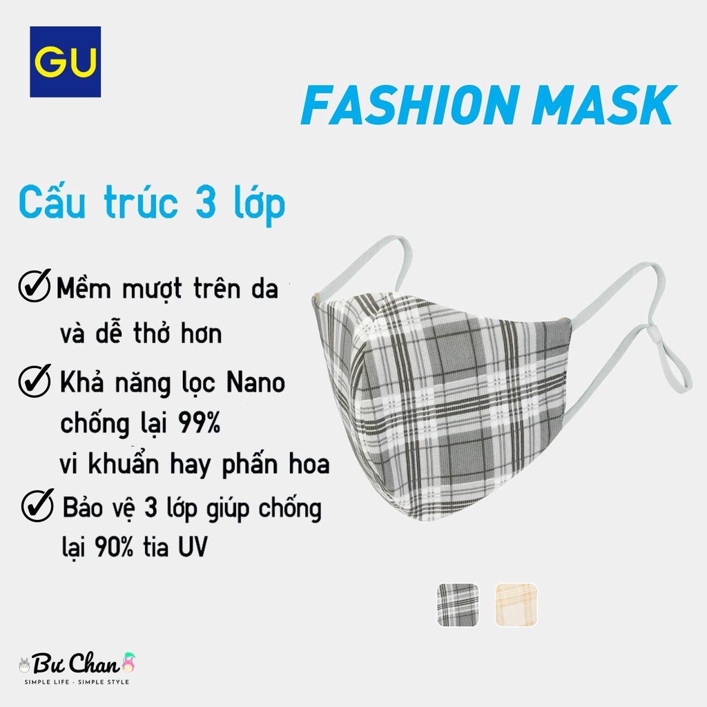 Khẩu Trang GU Fashion Mask 3 Style Dry THOÁNG MÁT - CHỐNG BỤI - GIẢM UV ❤️