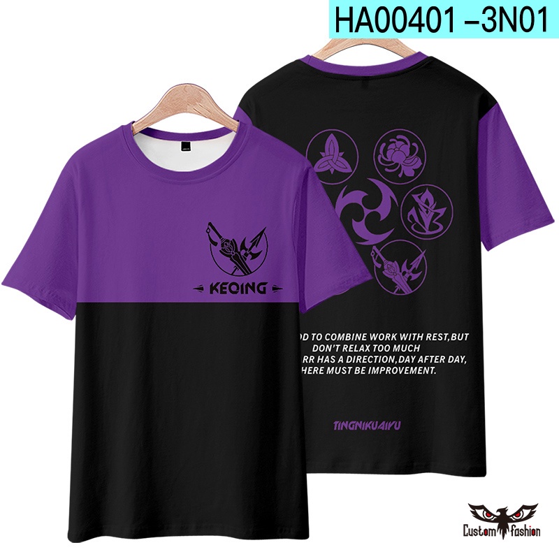 Áo Thun Tay Ngắn Cổ Tròn In Hình Zhongli Xiao Keqing 3D Thời Trang Unisex Cho Nam Và Nữ
