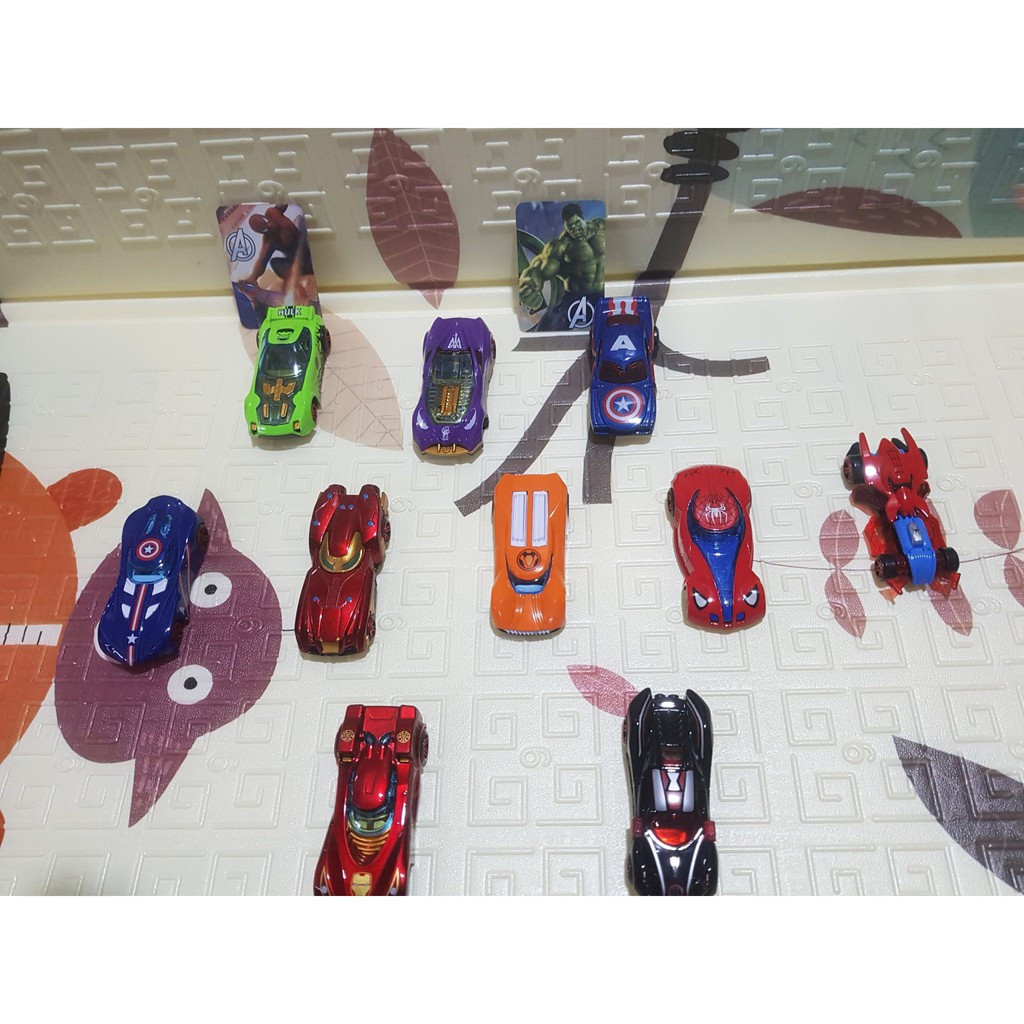 (BÁN LỖ LẤY ĐƠN) Đồ chơi nhiều ô tô siêu nhân anh hùng avenger bằng sắt chạy trớn cực đẹp dành cho bé trai trên 1 tuổi
