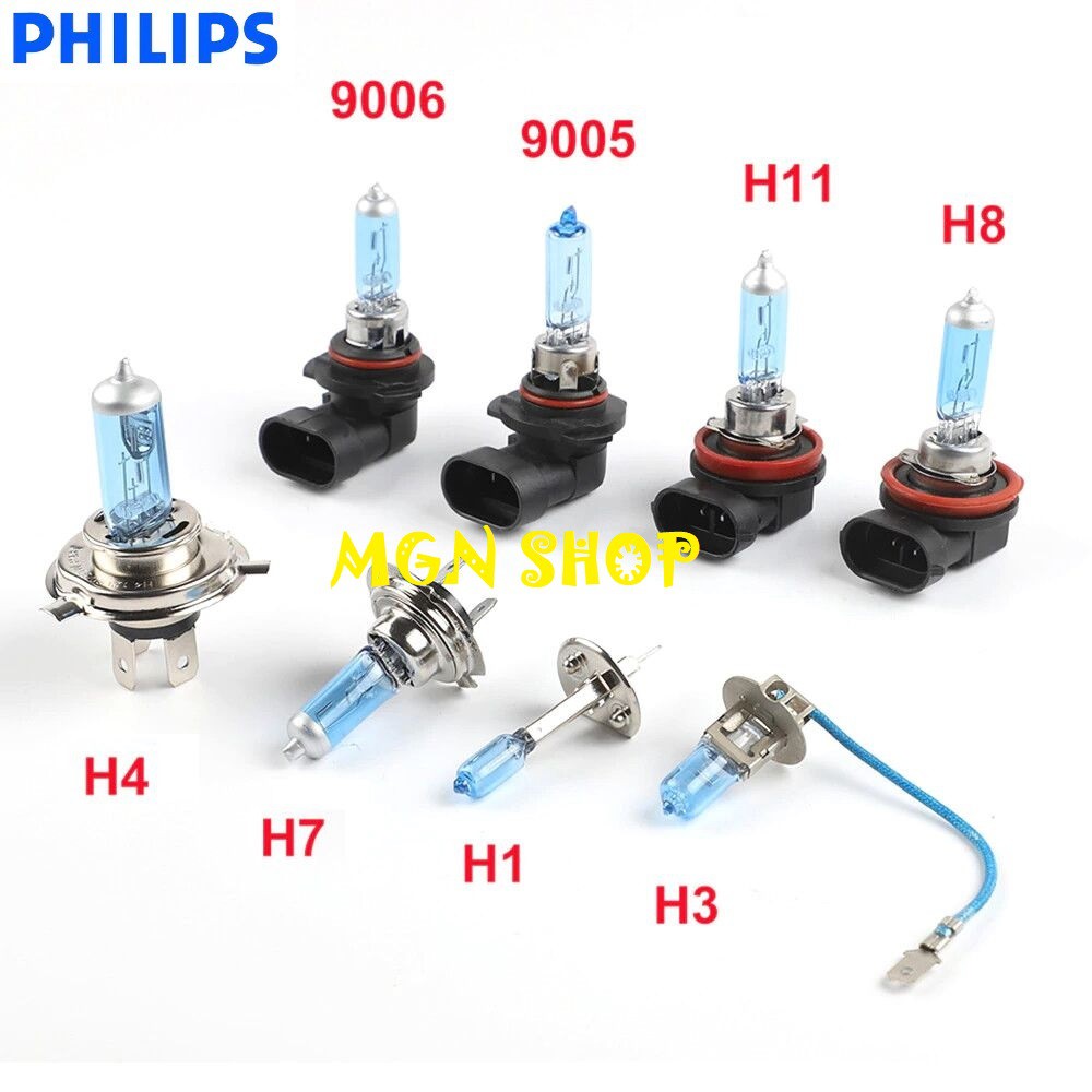 Đèn [Philips Halogen] [3200K] [H1 H3 H4 H7 H8 H9 H11 880 881 9005 9006 HB3 HB4 9012] [01 bóng/bộ]