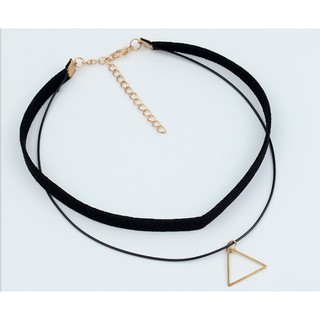 Vòng cổ choker đen 2 tầng hình tam giác