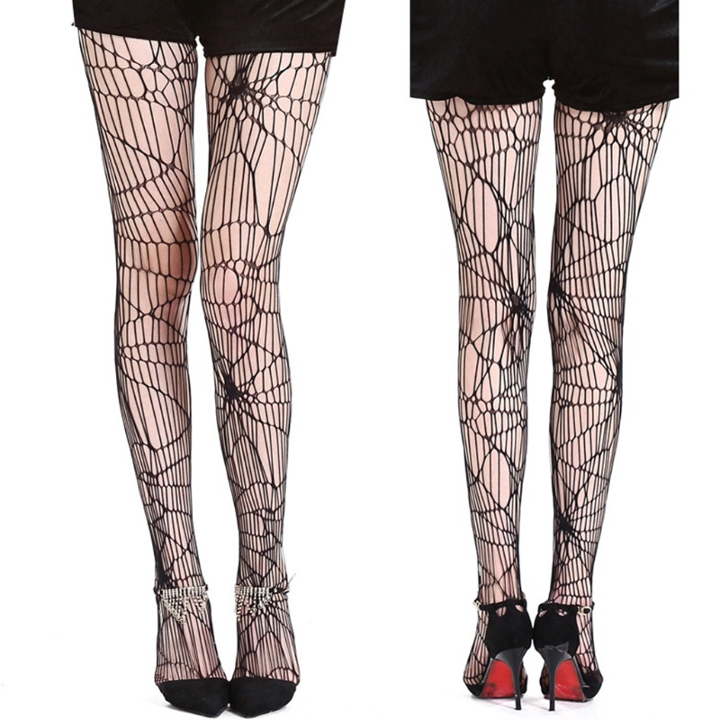 Run Quần Tất Lưới Rỗng Màu Đen Khoét Lỗ Hóa Trang Phù Thủy Halloween Gợi Cảm Cho Nữ