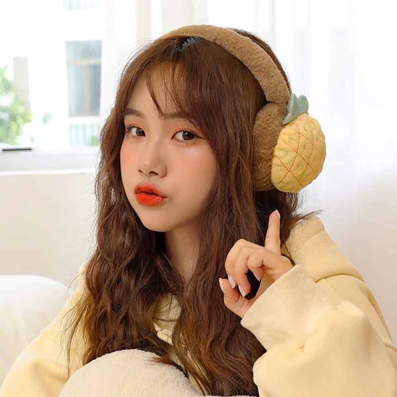 Chụp Tai Giữ Ấm Hình Trái Dâu Tây Bằng Lông Nhung Dễ Thương Xinh Xắn