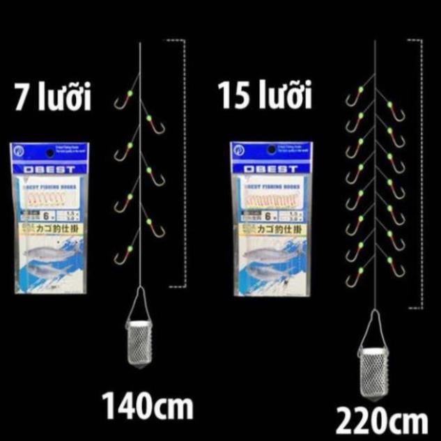FREESHIP  Bộ Thẻo 7 lưỡi câu cá mương hồ siêu nhạy có rọ sắt LC-12