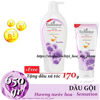 Enchanteur - Dầu gội Dưỡng Tóc siêu mượt Sensation 650 gr + Tặng dầu xả tóc 170 gr