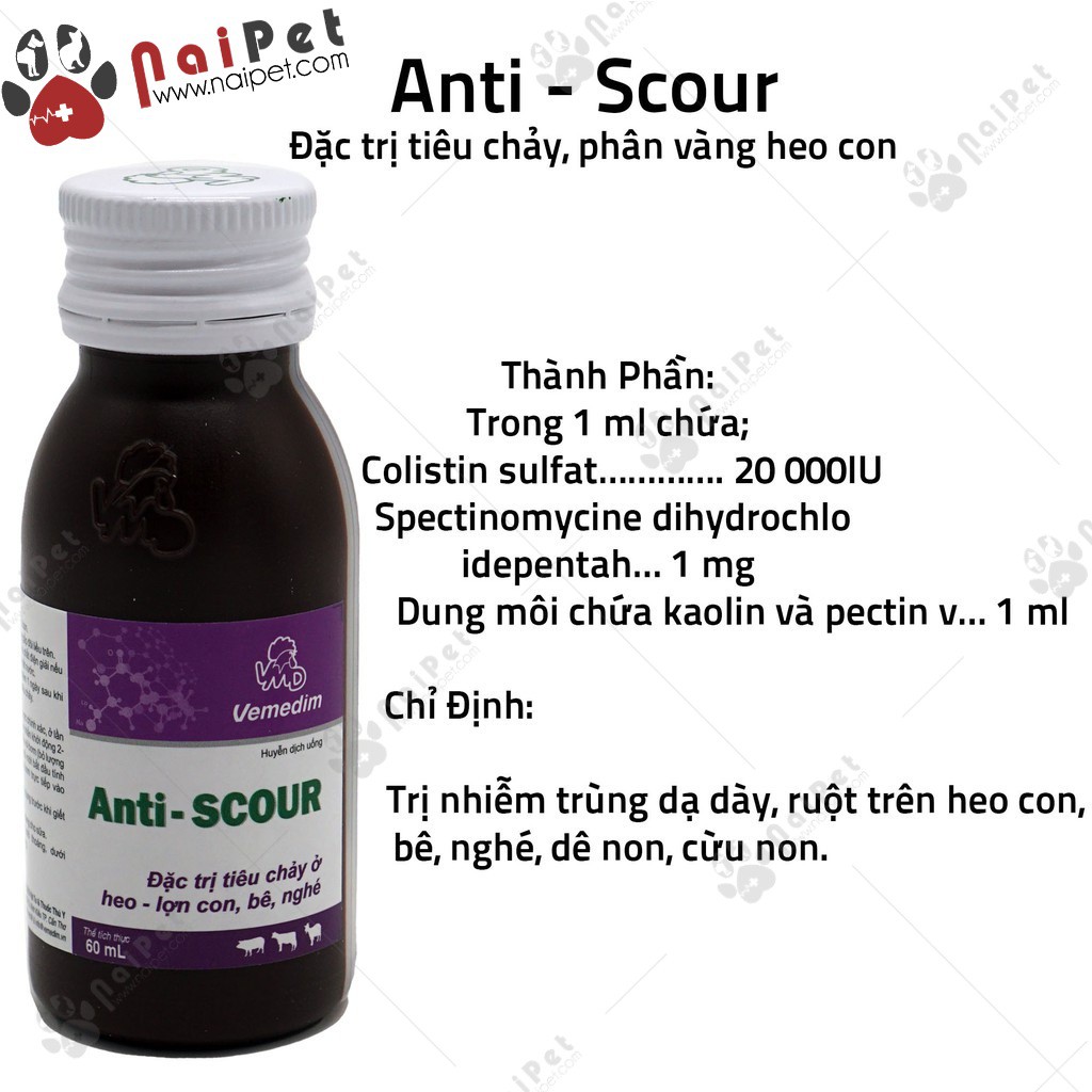 Dung Dịch Hỗ Trỡ Đường Ruột Cho Chó Mèo Anti Scour Vemedim