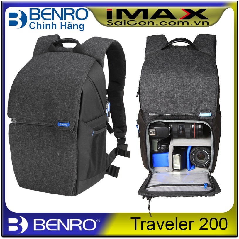 BALO MÁY ẢNH BENRO TRAVELER 200, 2 MÀU XÁM-ĐEN