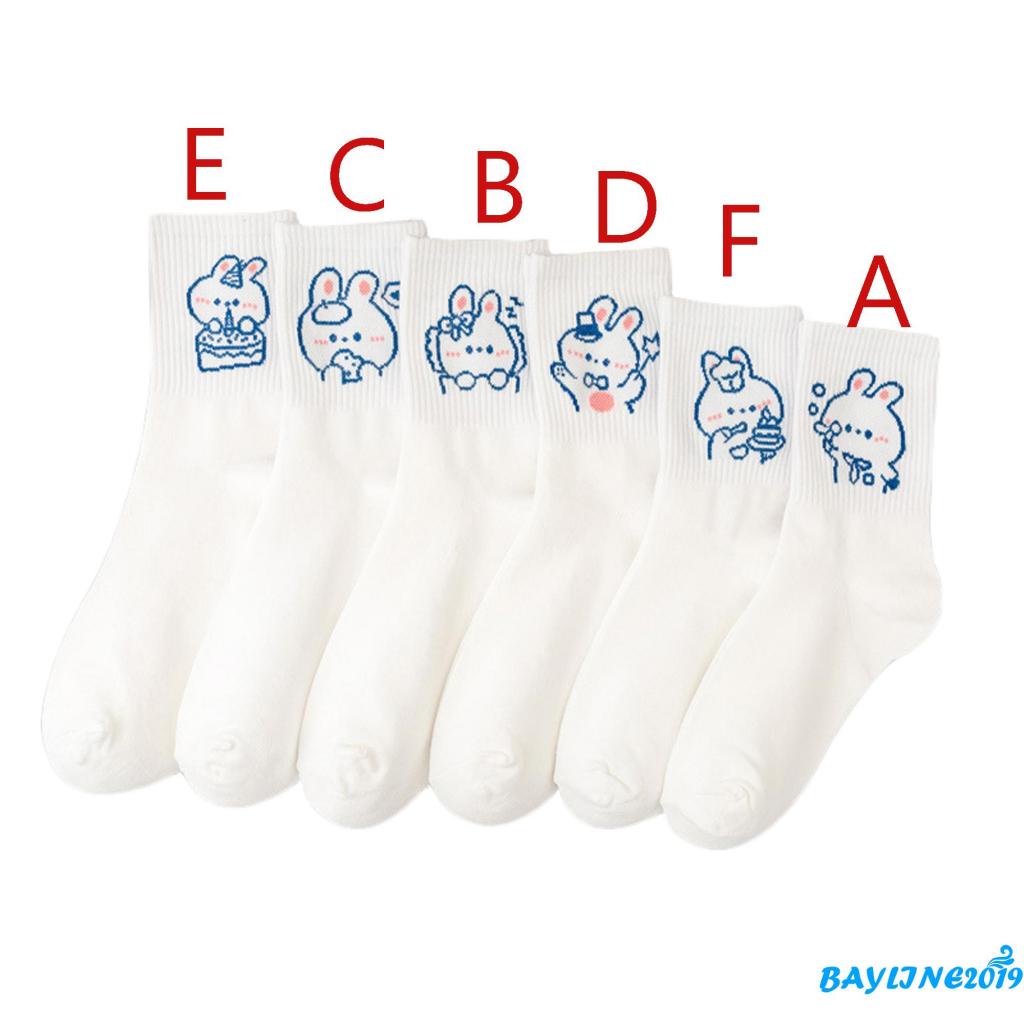 BAY-Vớ giữ ấm họa tiết thỏ hoạt hình dễ thương cho người lớn chạy bộ/thể thao