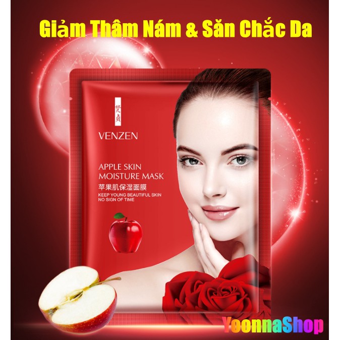 Mặt Nạ Giấy Táo Đỏ VENZEN - Trắng Mịn, Giảm Thâm Nám, Săn Chắc Da Và Chống Lão Hóa | WebRaoVat - webraovat.net.vn