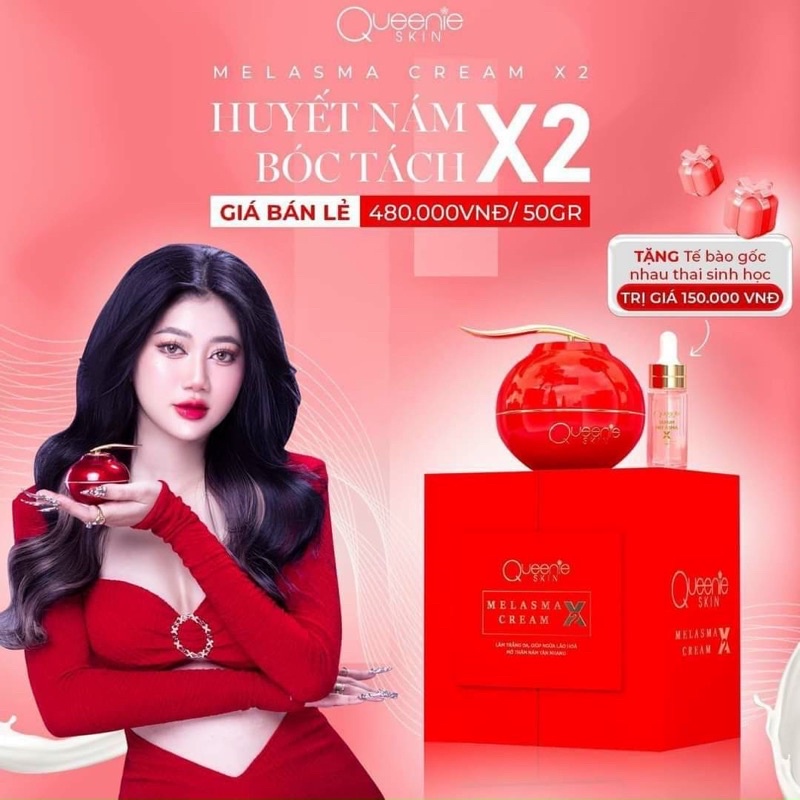 combo 5hộp KEM NÁM CHÍNH HÃNG QUEENIE SKIN HUYẾT NÁM BÓC TÁCH X2 Lần hiệu quả sau 20 ngày tặng tế bào gốc nhau thai 150k