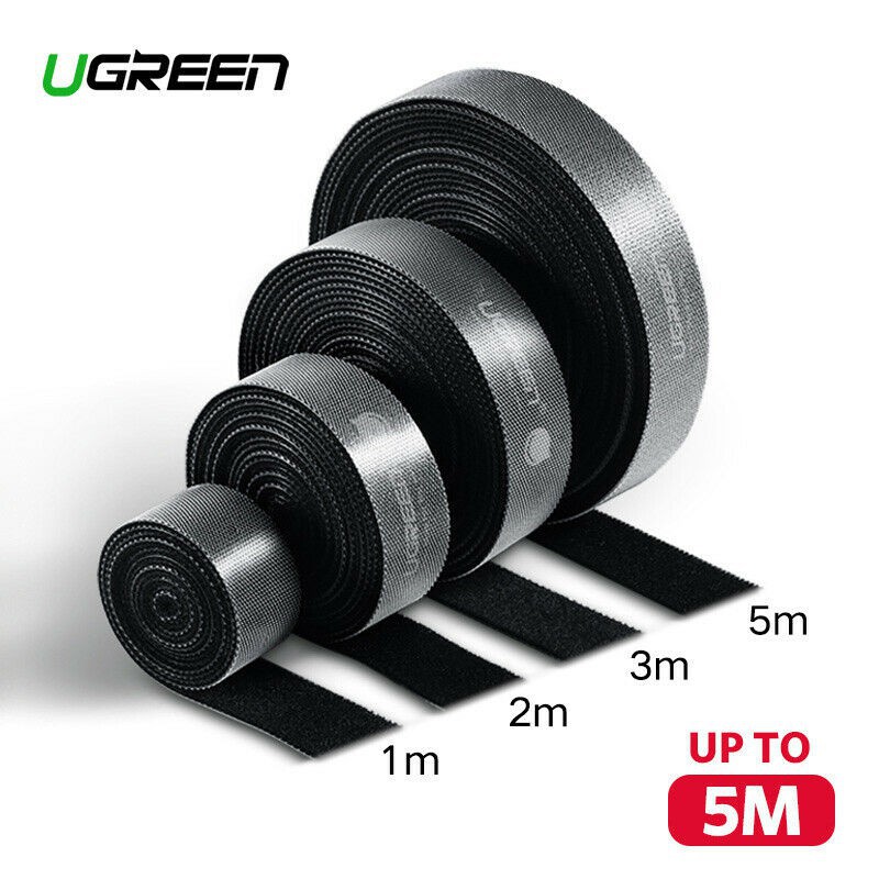 Dây dán Velcro Cao cấp Ugreen 70110 60484 70111 60485 LP124 (dài 1met đến 5met) Chính Hãng màu đen