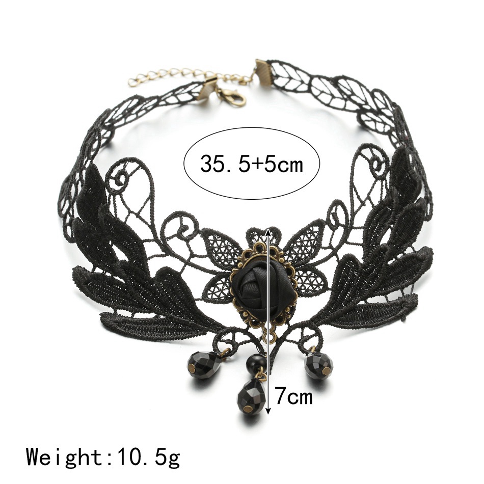 Vòng cổ choker ren đính đá hình giọt nước phong cách retro [6-15% | BigBuy360 - bigbuy360.vn