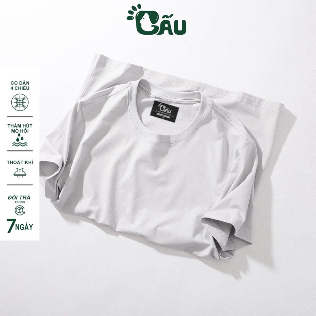 Áo thun trơn GẤU 194 unisex cổ tròn tay ngắn vải coton co dãn, dày dặn - form regular fit - TRƠN COTON