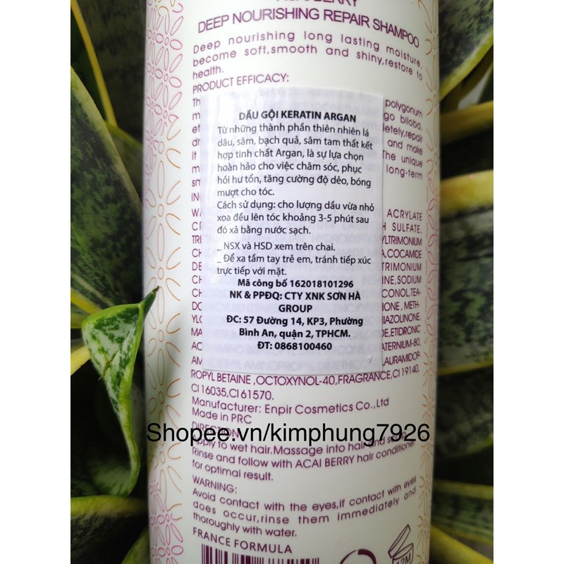 Cặp Dầu Gội Xả Keratin Argan Acai Berry 500ml x2