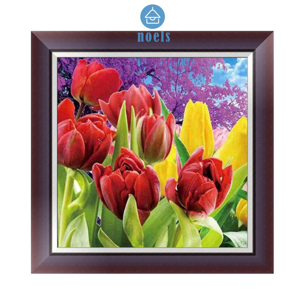 Tranh Thêu Trang Trí Thủ Công 5d Hoa Tulip (Mũi Thêu Hình X)