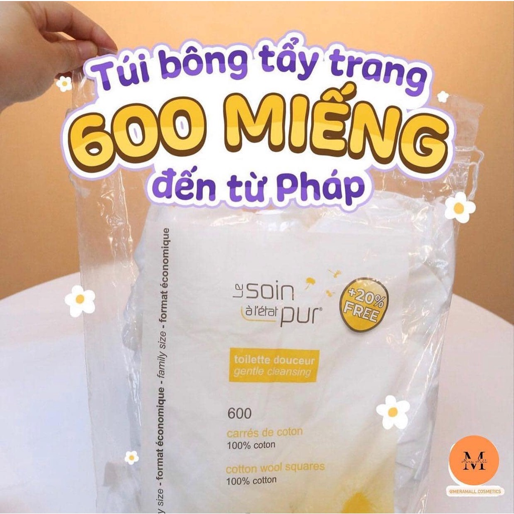 BÔNG TẨY TRANG PHÁP TETRA LE SOIN LARETAT PUR 600 MIẾNG