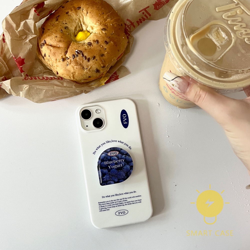 Ốp điện thoại TPU IMD Blueberry Yogurt chống sốc có giá đỡ thích hợp cho iPhone 13 14 Pro Max 12 Mini 11 X XS Max XR