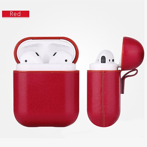 Vỏ bọc bảo vệ hộp sạc tai nghe bằng da và PC có nút gài tiện dụng thích hợp cho Airpods 2