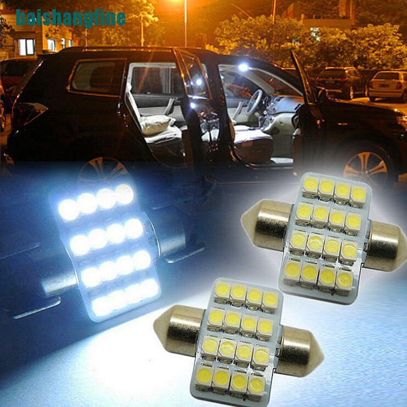 Set 2 Bóng Đèn Led 31mm 3528 16 Led Smd Ánh Sáng Trắng Dành Cho Ô Tô