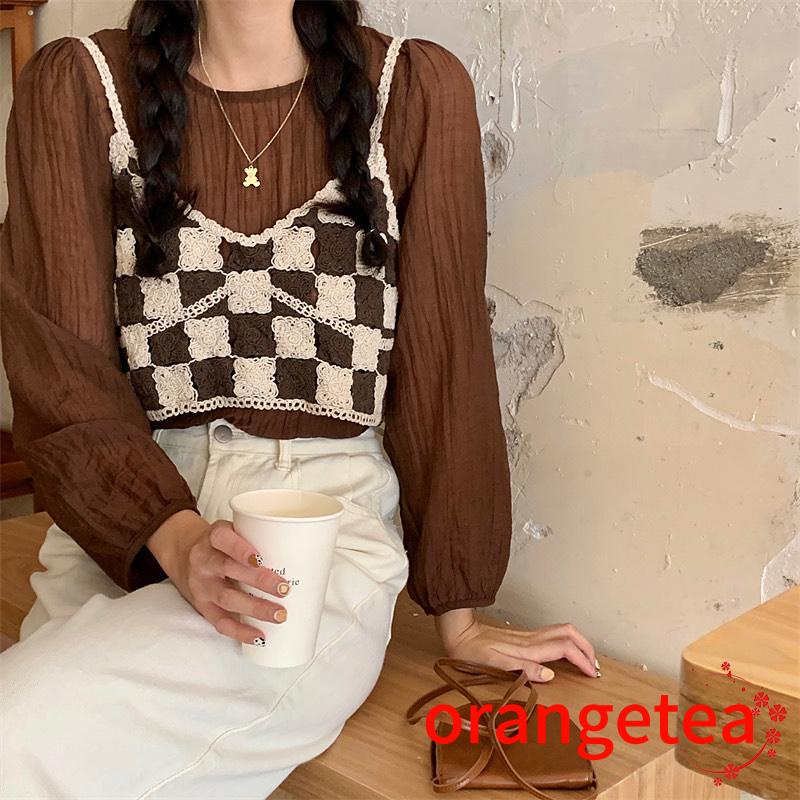 Áo croptop hai dây phối sọc caro thời trang quyến rũ cho nữ