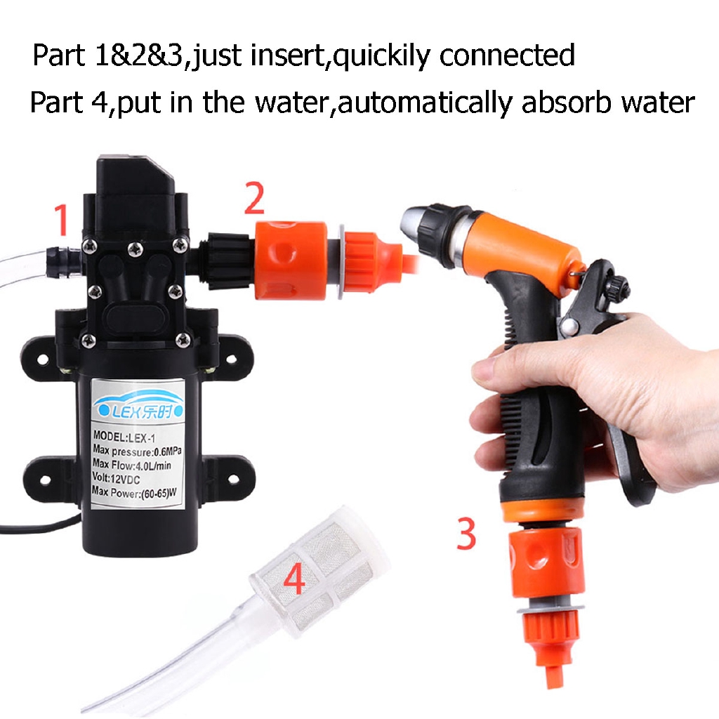 Vòi bơm nước rửa xe áp lực cao cầm tay tự động 12V