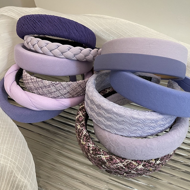 Bờm cài tóc tone màu tím bản to phong cách Hàn Quốc cho nữ YOS