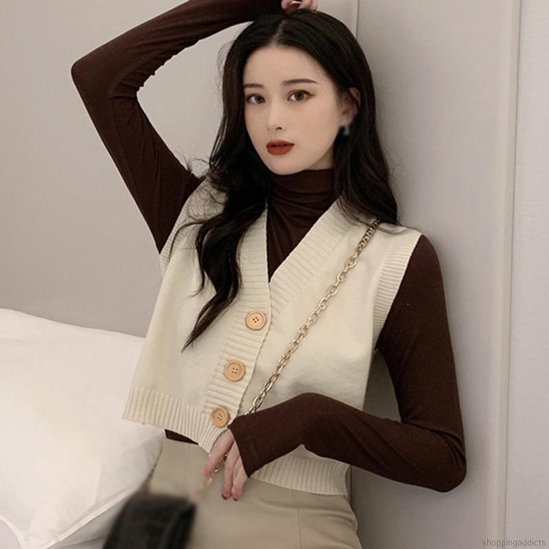 Áo Khoác Len Cổ Chữ V Thời Trang Cho Nữ