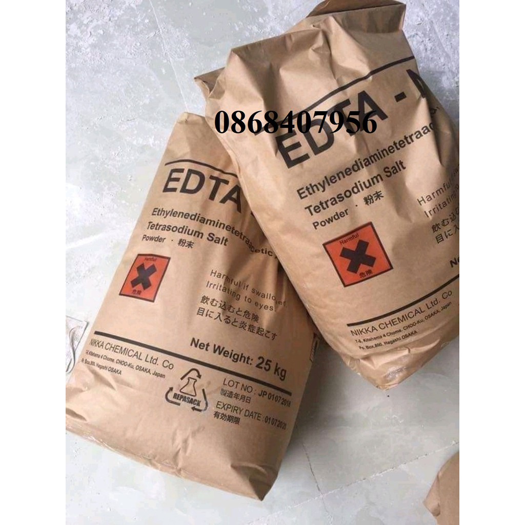 EDTA là từ viết tắt của EthyleneDiamineTetraacetic Acid. Đây là một axít hữu cơ mạnh (hơn 1.000 lần so với axít acetic)