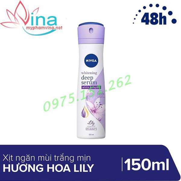 Xịt Khử Mùi Nivea Whitening Deep Serum Lily 150ml