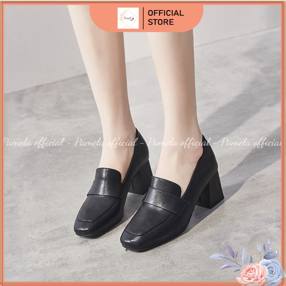 PAMELA  - Giày Loafer Nữ Mũi Vuông Phong Cách Hàn Quốc Quai Trơn 2022  - Gi15