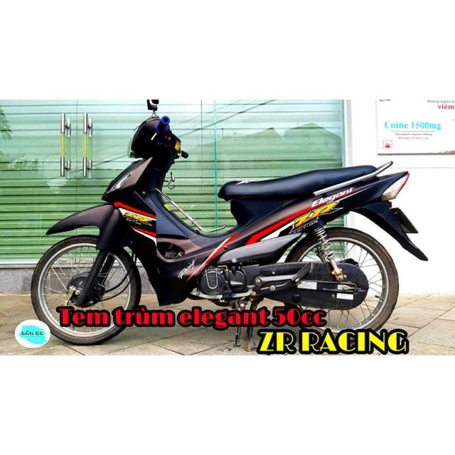 Tem trùm Elegant 50cc đen nhám ZR racing