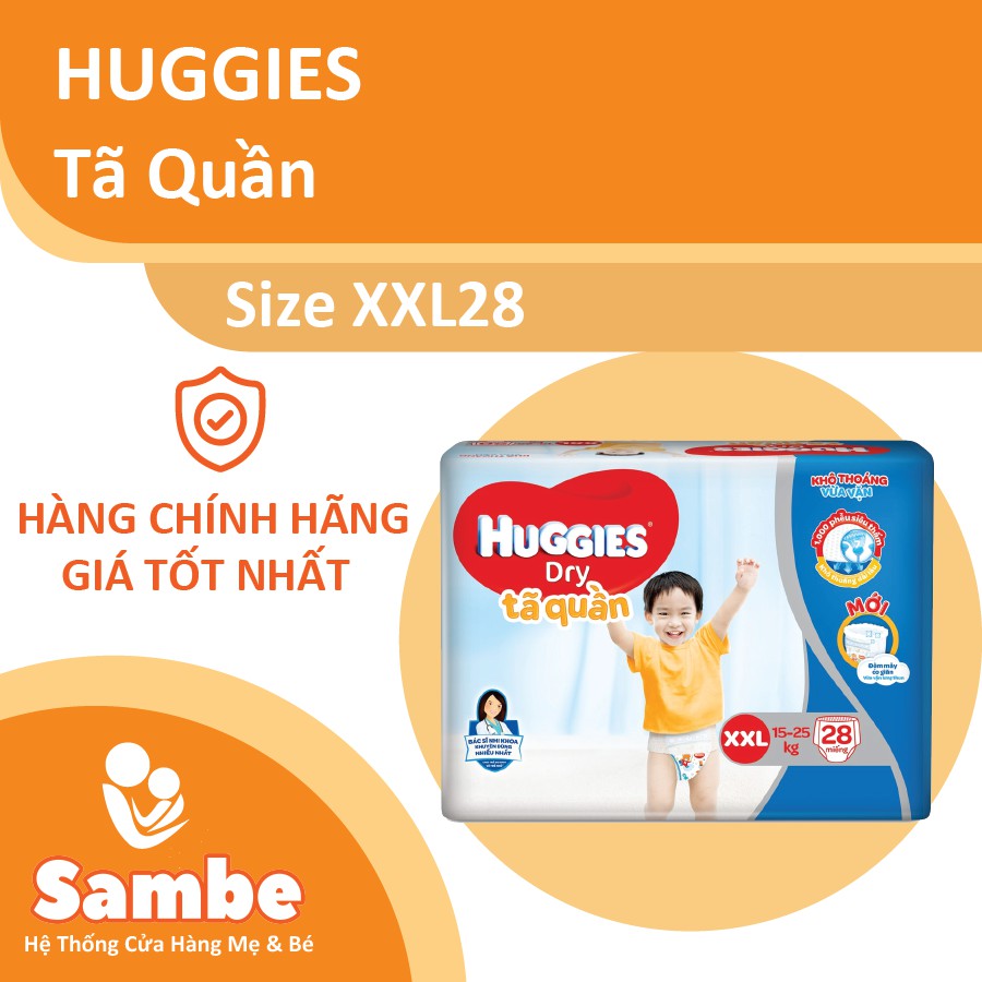 Tã quần Huggies size XXL 28 Miếng/ 30 Miếng/ 56 Miếng - Hàng Chính Hãng