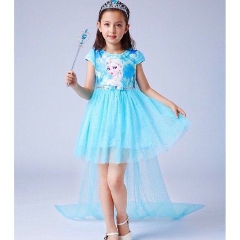Váy Elsa Có Tà Dài, Đính Kim Tuyến Hàng Quảng Châu Cao Cấp