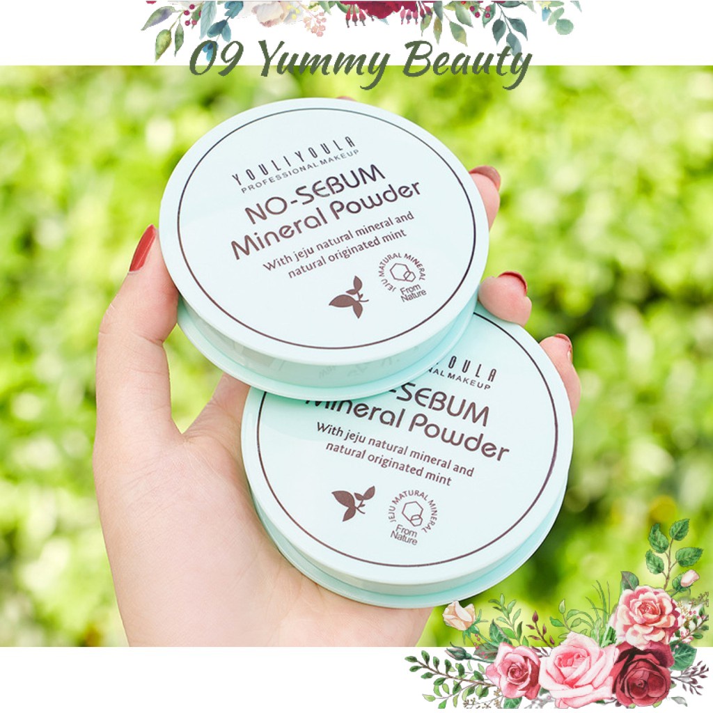 Ảnh thật 🎀 Phấn Nền XANH NO-SEBUM YOULIYOULA 68204 makeup powder nội địa mịn dạ độ bám tốt