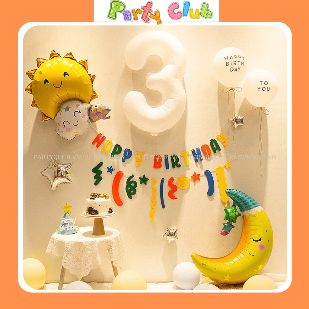 Bóng hình mặt trời - bóng mặt trăng trang trí sinh nhật