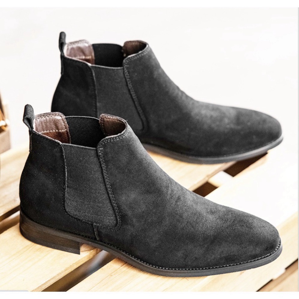 Chelsea boots Nam da lộn màu đen tăng chiều cao