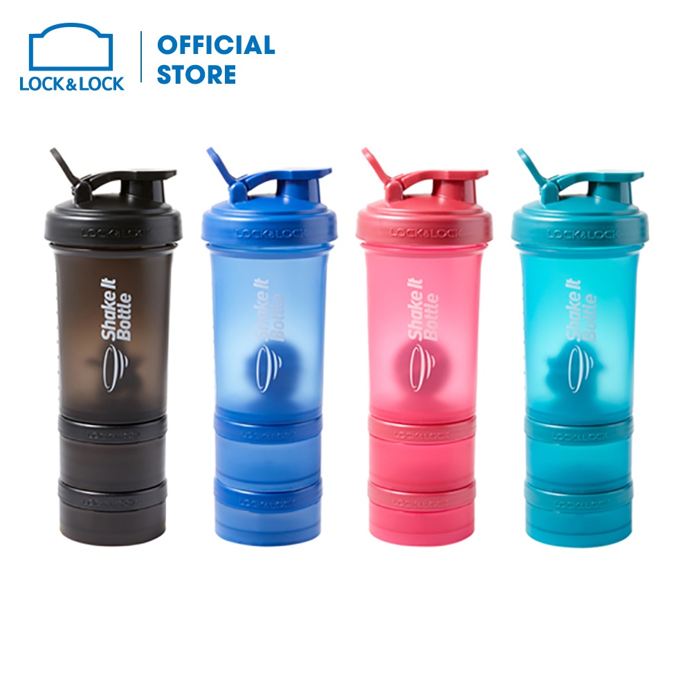 Bình lắc SHAKE IT Lock&Lock 600ml 4 màu (Xanh lá/Hồng/Đen/Xanh dương) - HAP945