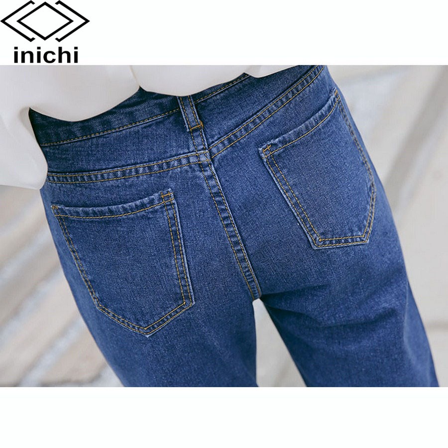 Quần jean nữ INICHI Q715 trơn xanh nhạt chất mát co dãn nhẹ | BigBuy360 - bigbuy360.vn