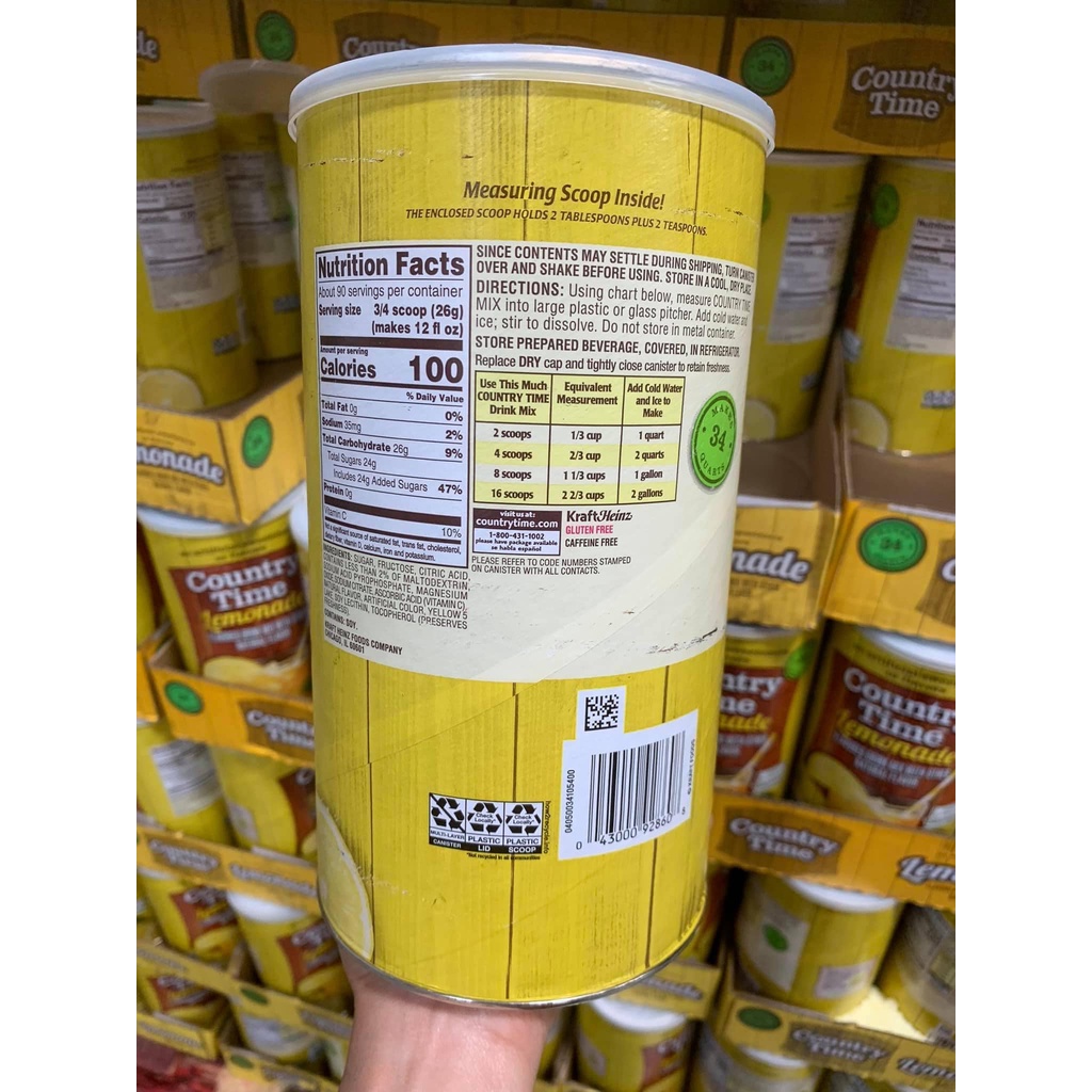 Bột pha nước chanh date 2025 bổ sung vitamin C Country Time Lemonade 2,33kg  - EDS Hàng Mỹ