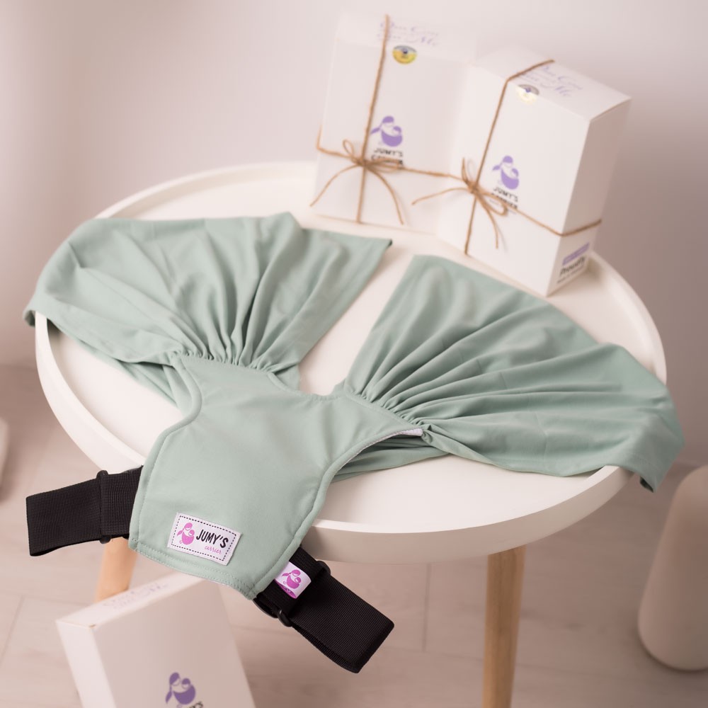 Địu vải cho bé JUMY'S, địu trẻ sơ sinh 10 tư thế với chất vải cotton cao cấp siêu dịu nhẹ, thoáng mát - Màu xanh mint