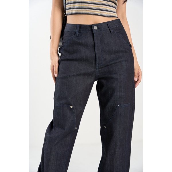 Quần Maybi  dài ống suông jean đắp túi kiểu