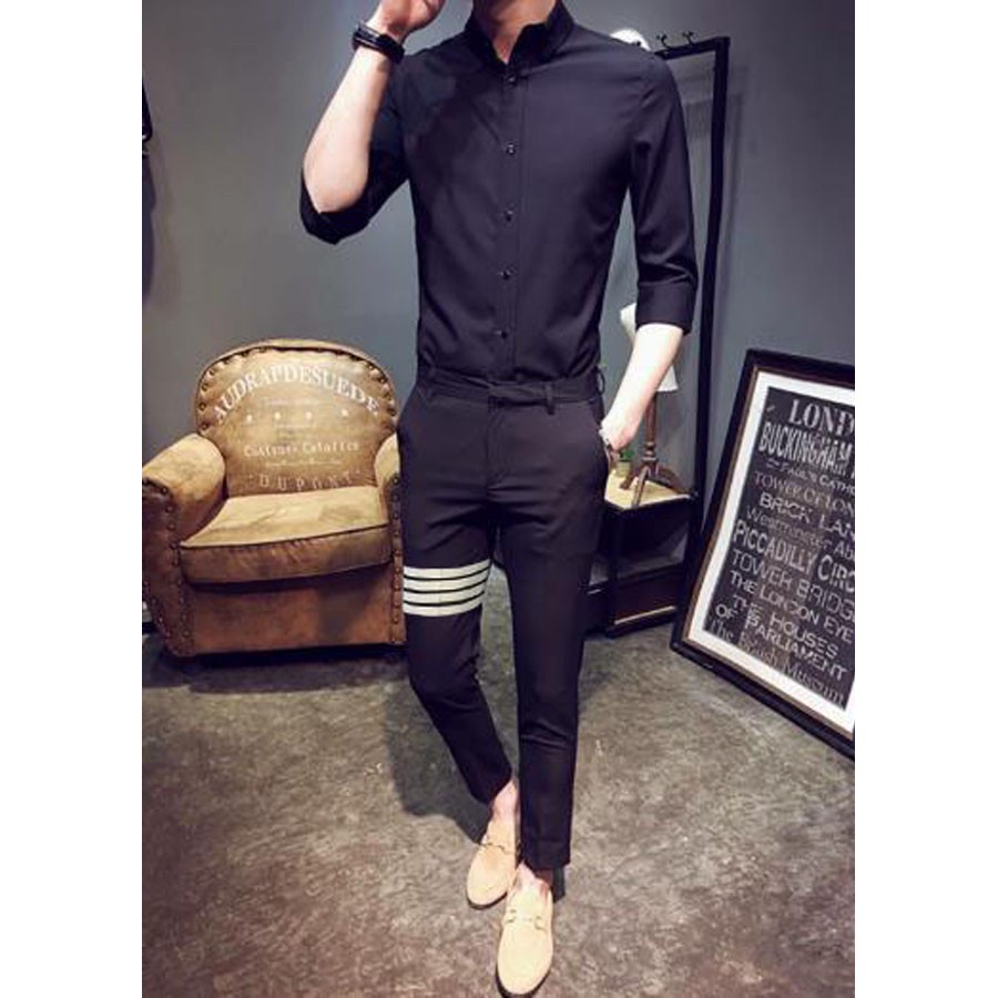 Quần Tây Nam Đen Dáng Vừa Trẻ Trung Chất Vải Mềm Mịn Ít Bám Bụi Không Phai Màu Quần Âu Nam