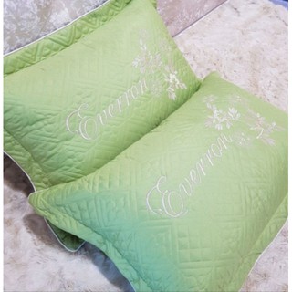 Vỏ gối 100% cotton satin AST5 họa tiết thêu màu xanh