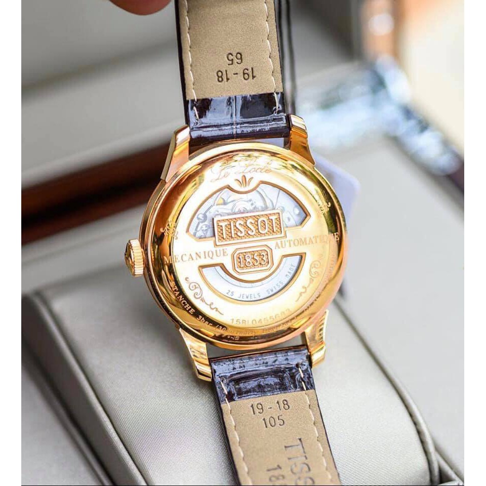 Đồng hồ nam Tissot Le Locle T41.5.423.93 viền vàng mặt khảm trai xanh