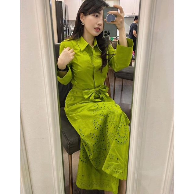 Váy sơ mi thắt eo ZR 2 màu