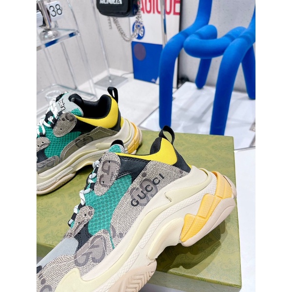 Giày thể thao Gucci x Balenciaga da thật cao cấp phối màu thời trang