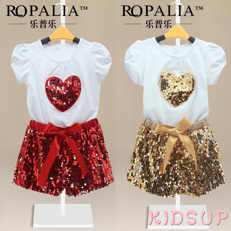 Set thời trang đính sequin lấp lánh cho bé gái
